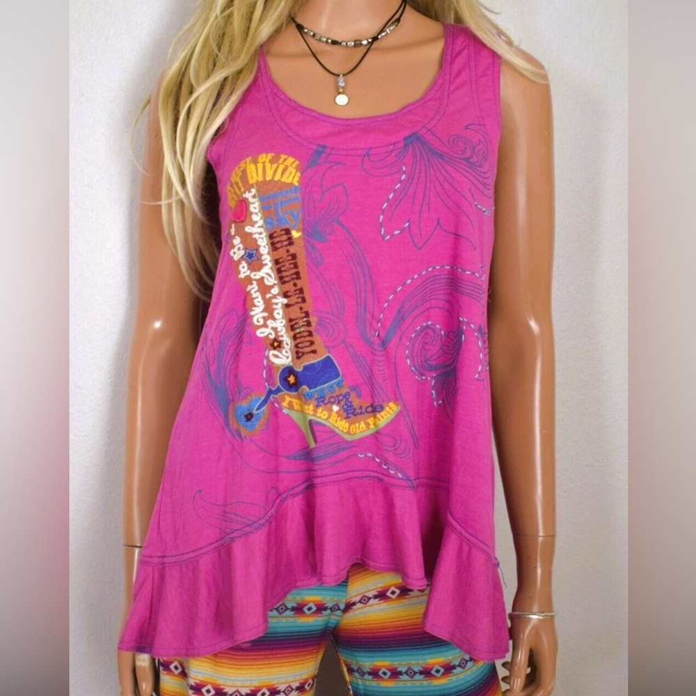 🚩 DOUBLE D RANCH “Boot Scoot'n Boogie      Embroidered TankTop”    Size: X Small